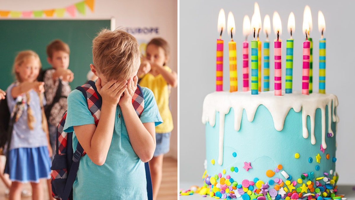 split/bullied child, birthday cake