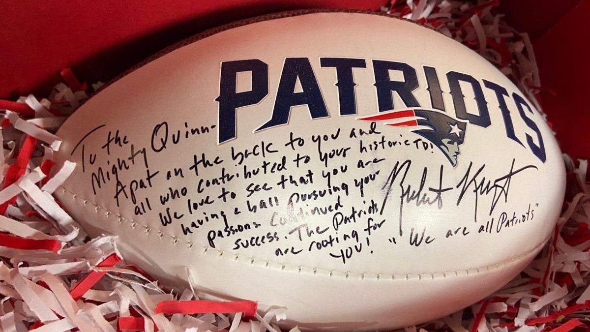 Autographed football from the New England Patriots