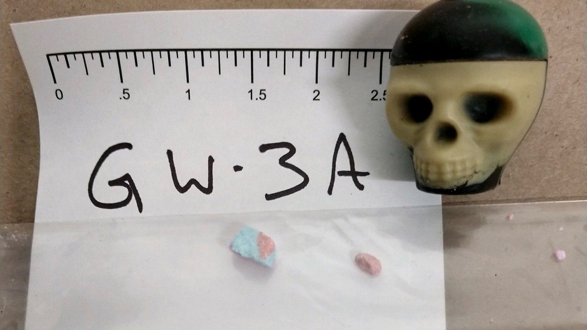 rainbow fentanyl and skull container