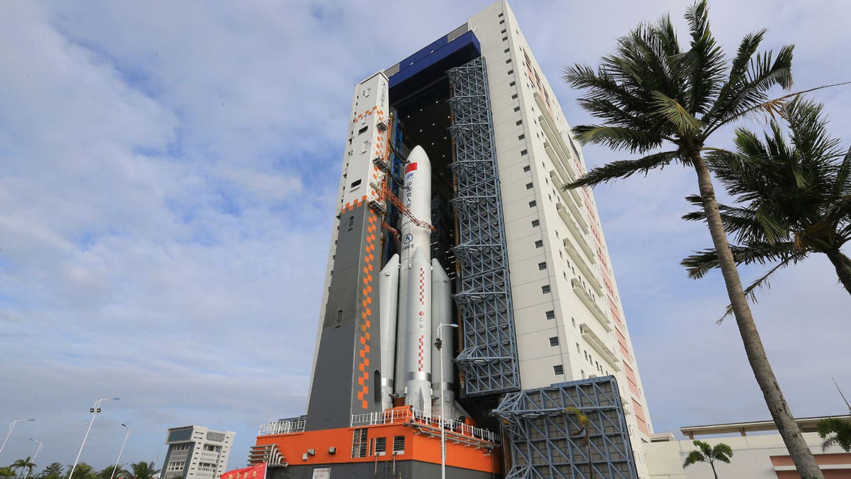 Space module is seen docked ata station