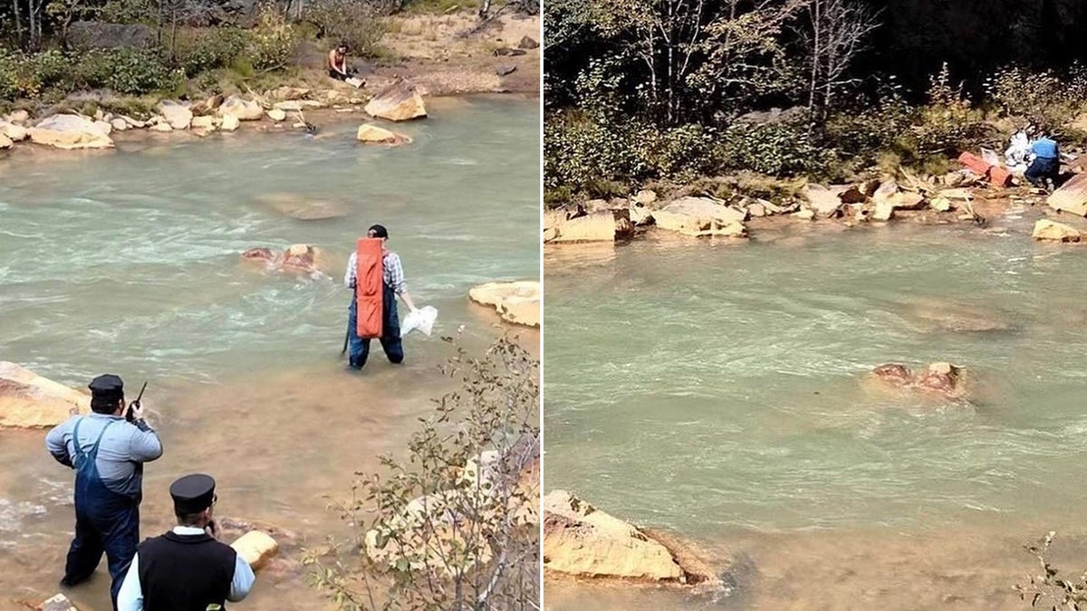 train crew crossing river