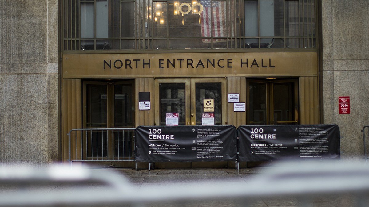 Photo shows closed entrance to the NY Supreme Court due to COVID 