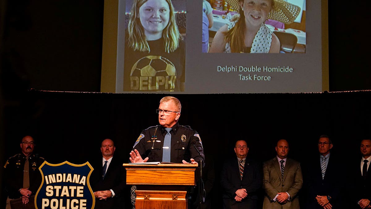 Indiana State Police Superintendent Doug Carter speaks at press conference Monday 