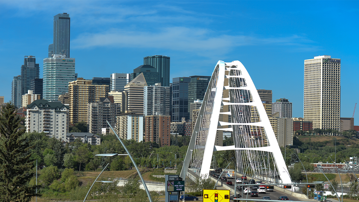 Bridge and skyline in Edmonton, Alberta
