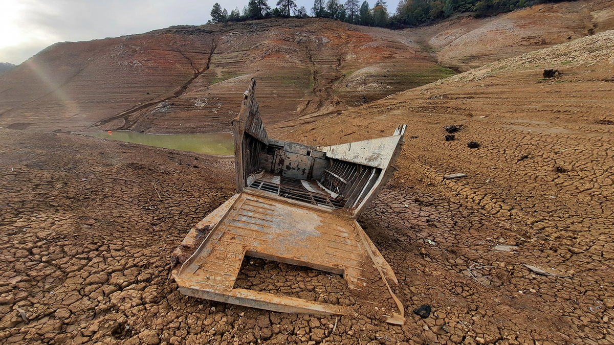 Ghost Boat in dried up Lake Shasta