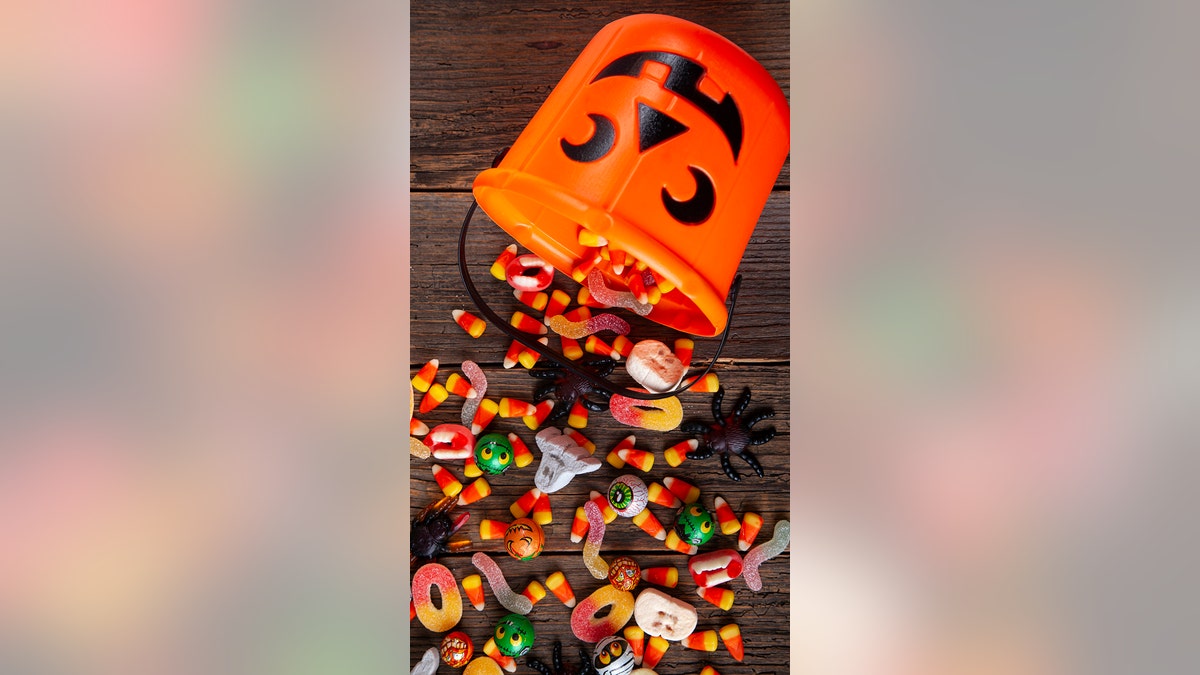 Halloween Jack-o-Lantern with candy