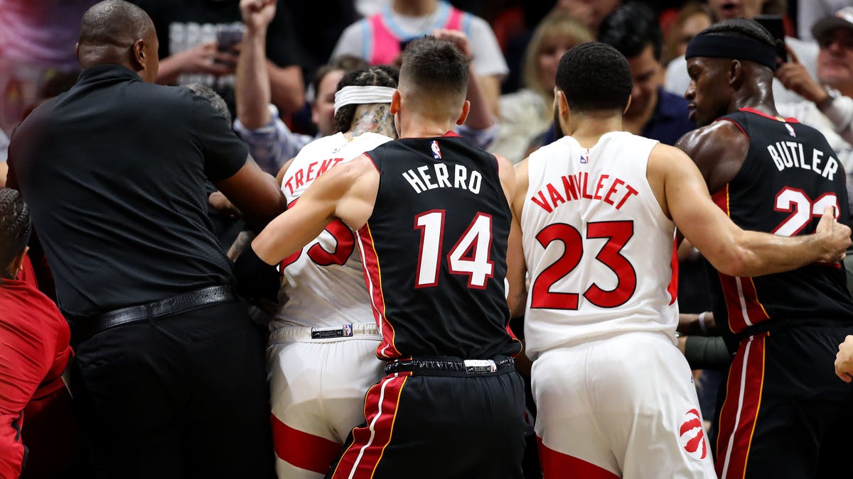 Miami Heat and Toronto Raptors skirmish
