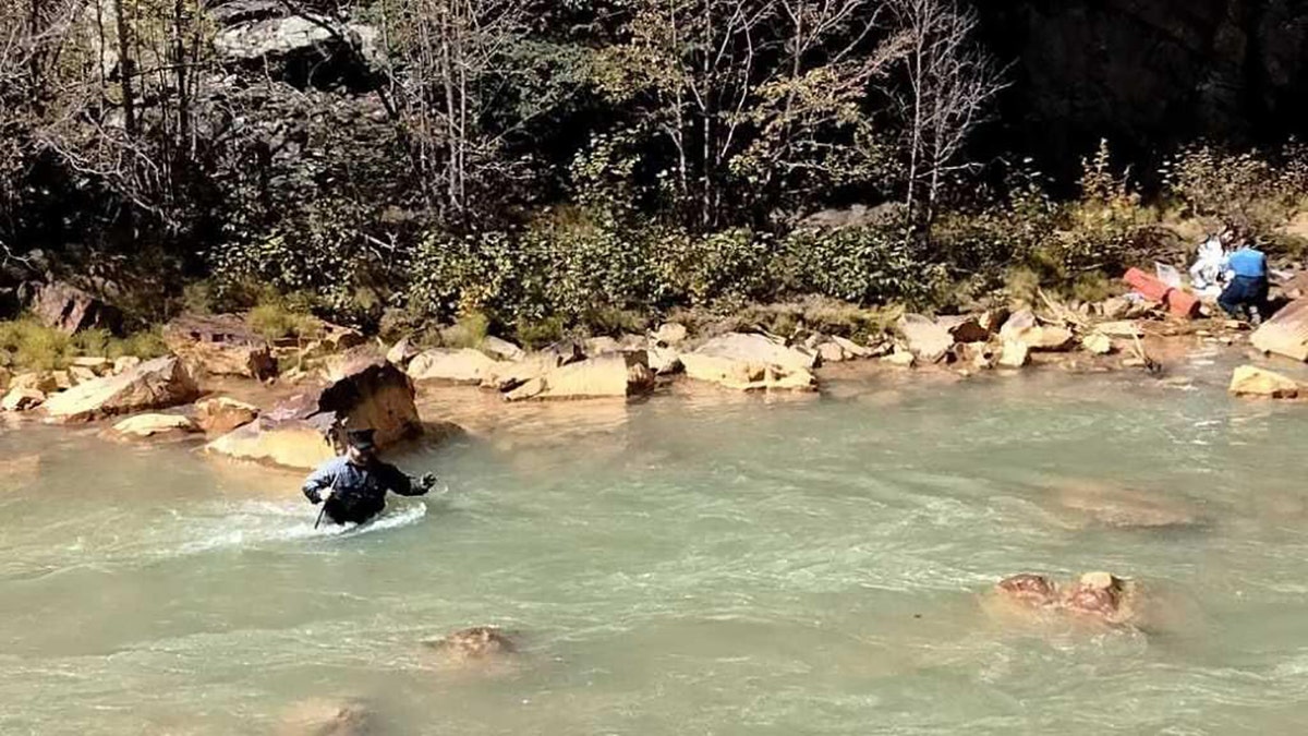 train crew crossing river