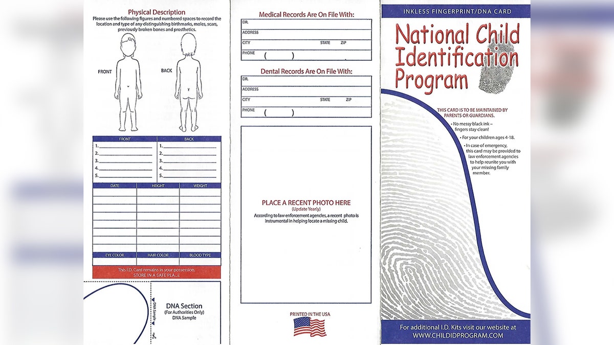 Nat'l child ID program instruction sheet