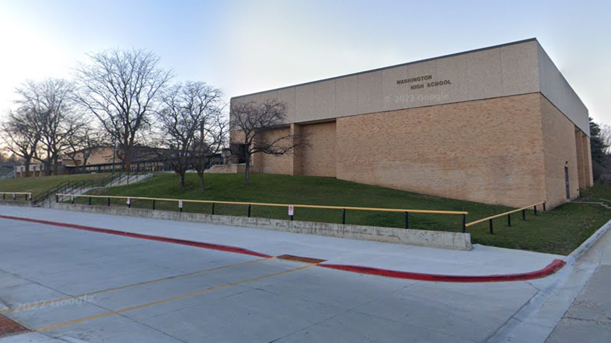 Exterior shot of high school in Iowa