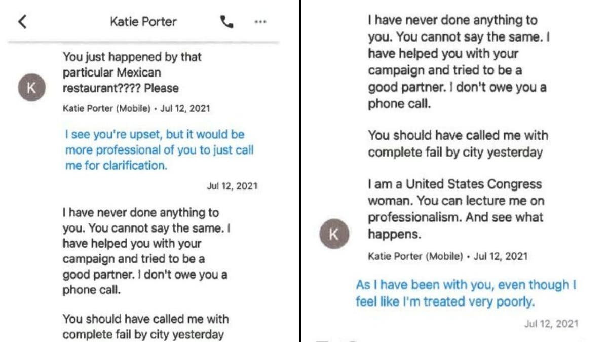 Rep. Katie Porter text messages to Irvine Mayor