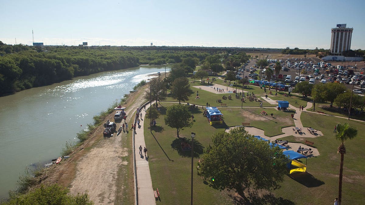 Mexican border seen from Laredo Texas