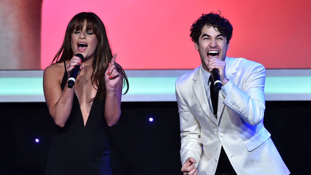 Lea Michele and Darren Criss performing together