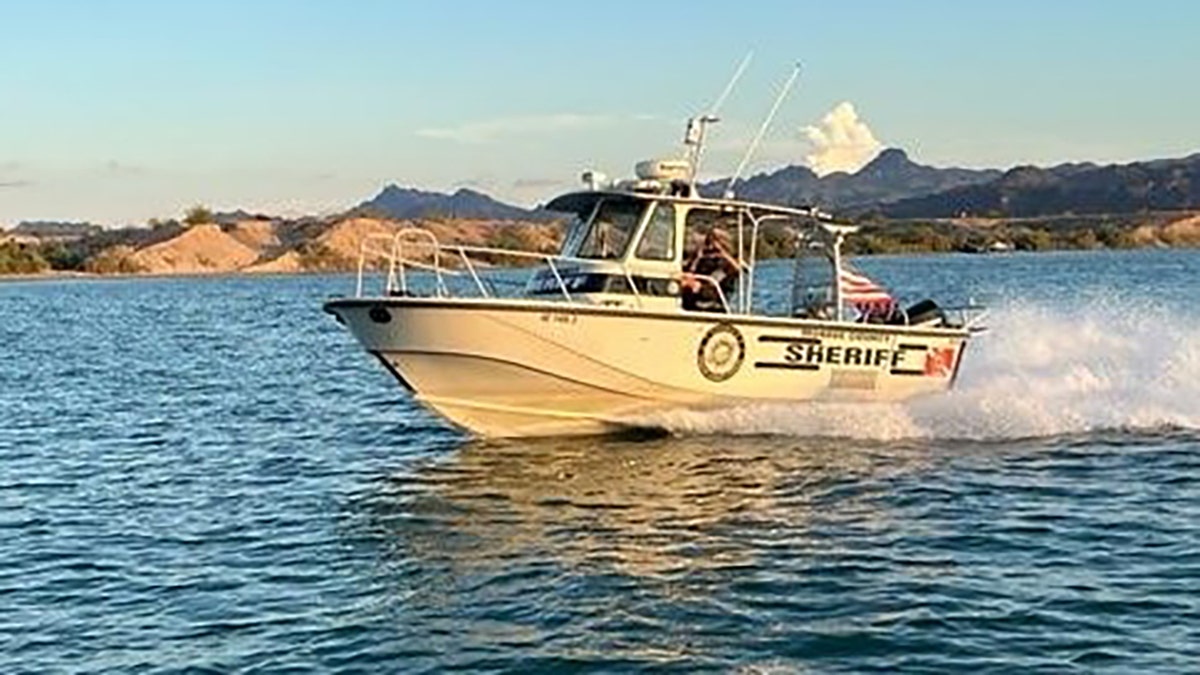 Mohave County Sheriff's boat on lake