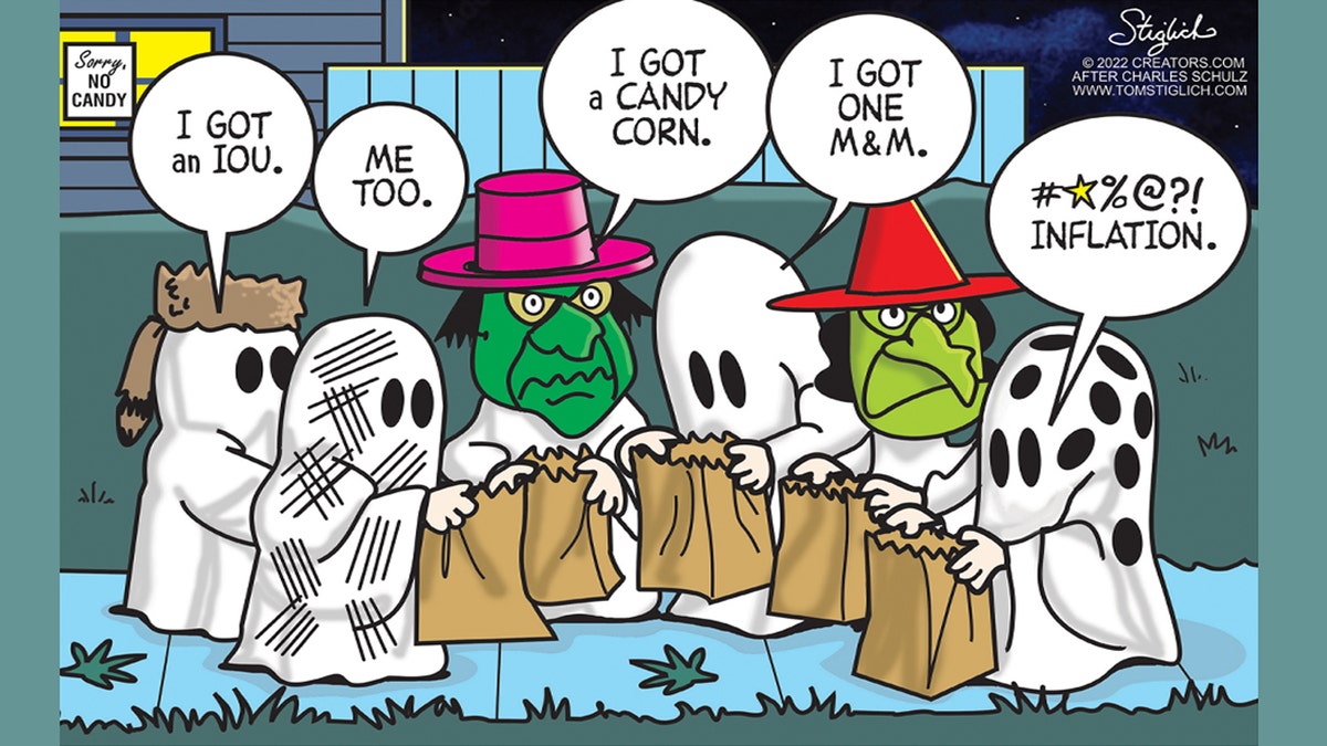 Political cartoon showing ghosts for Halloween