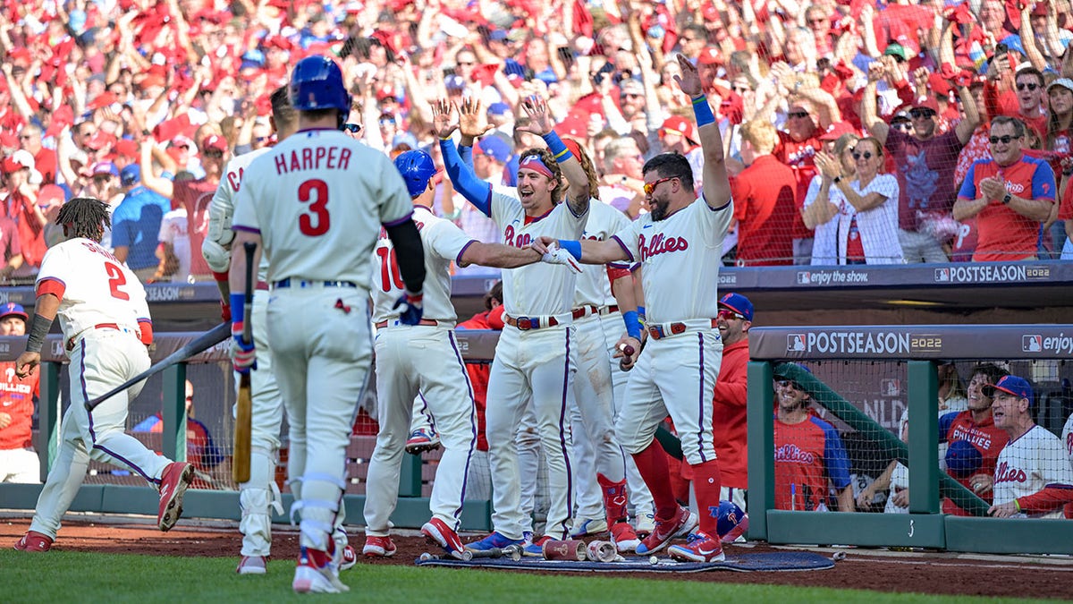 Phillies celebrate home run