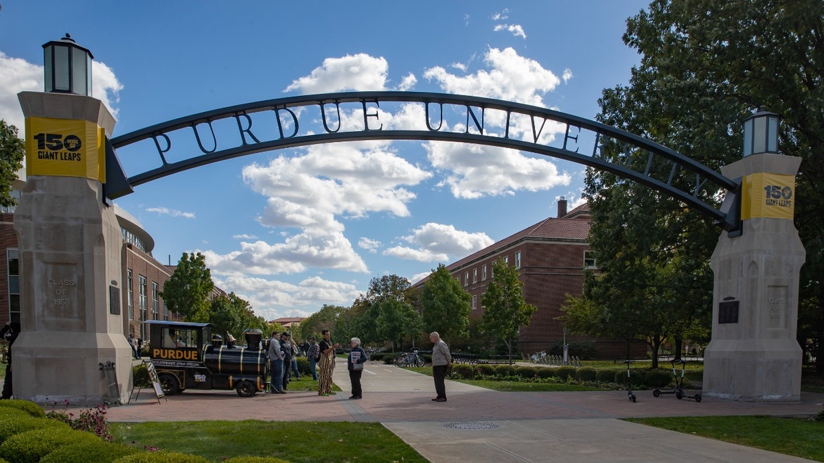 Purdue University campus sign in Indiana