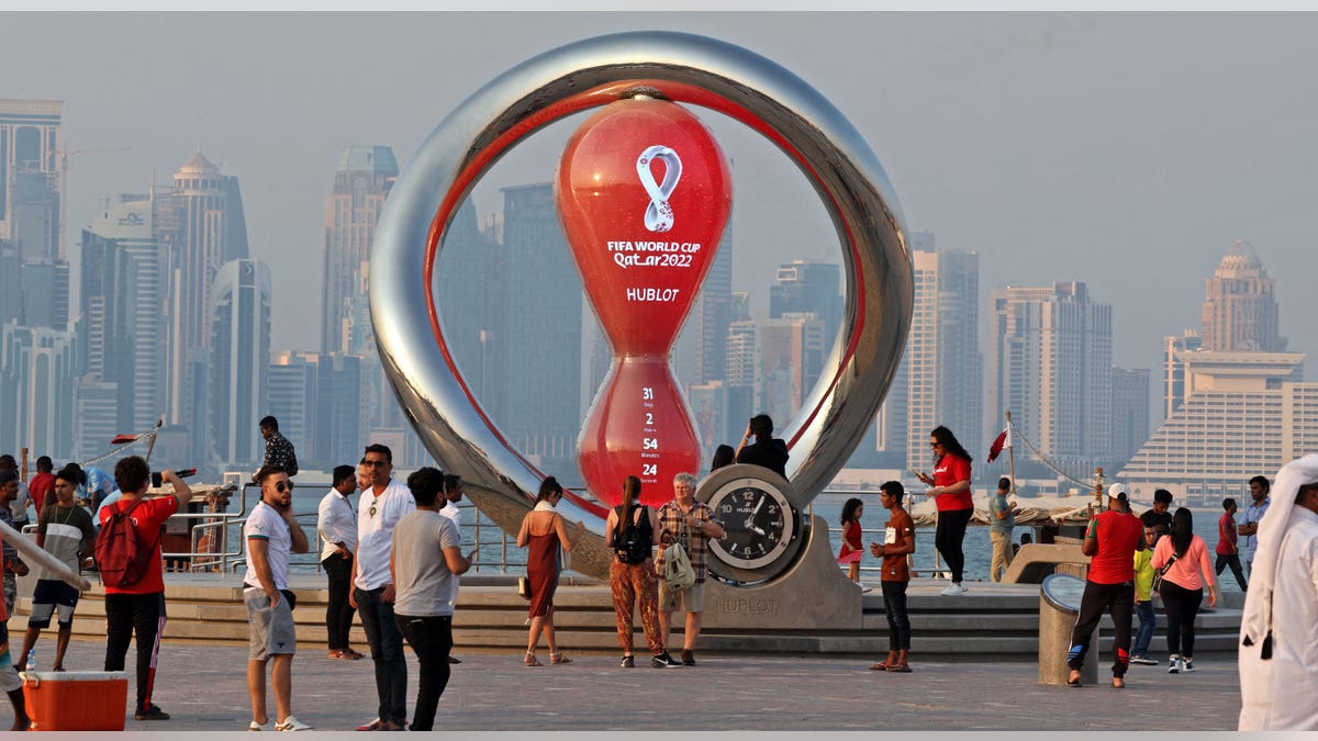 General view of Qatar World Cup countdown clock