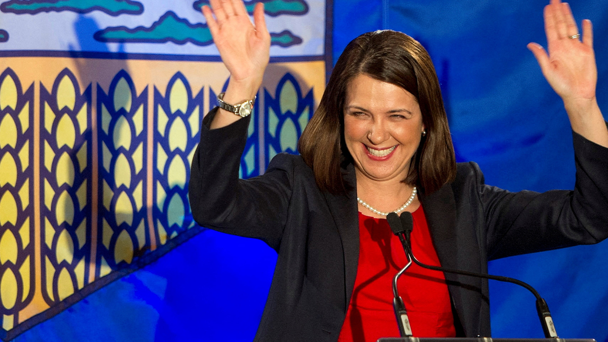 Canadian leader Danielle Smith smiles