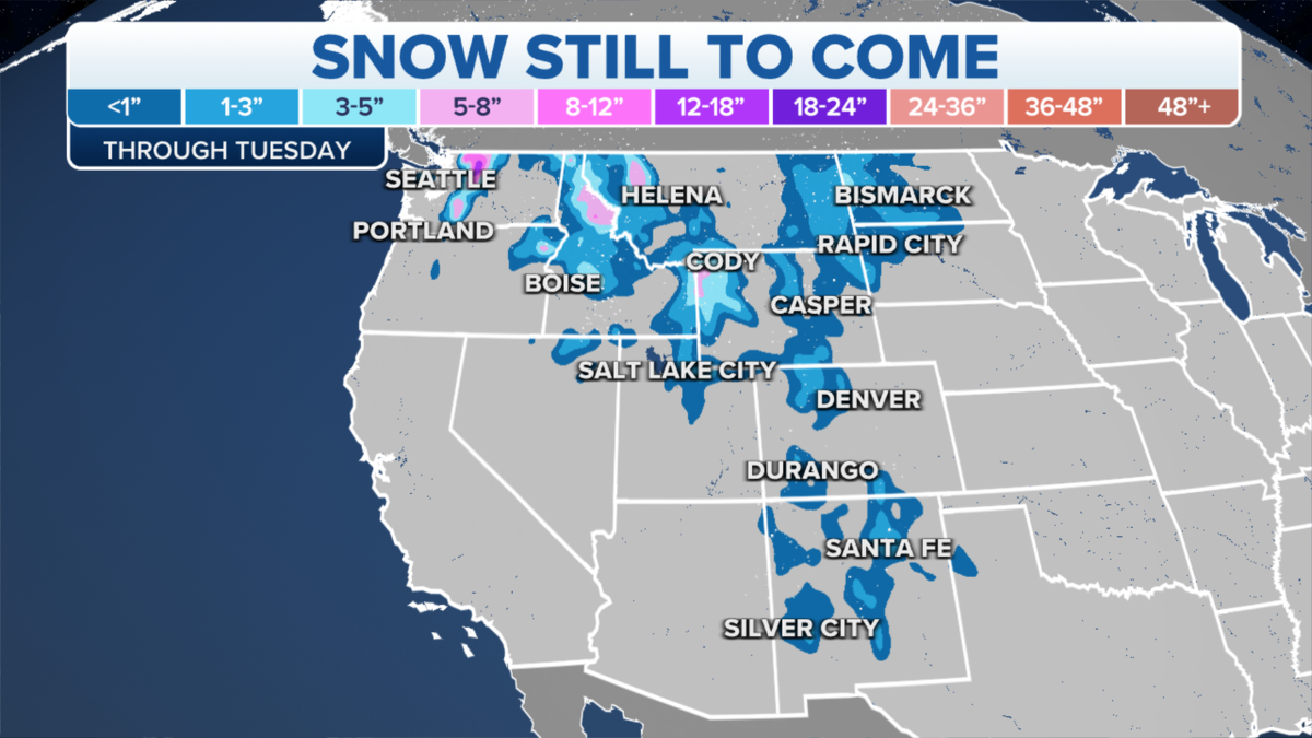 Snowfall map western US