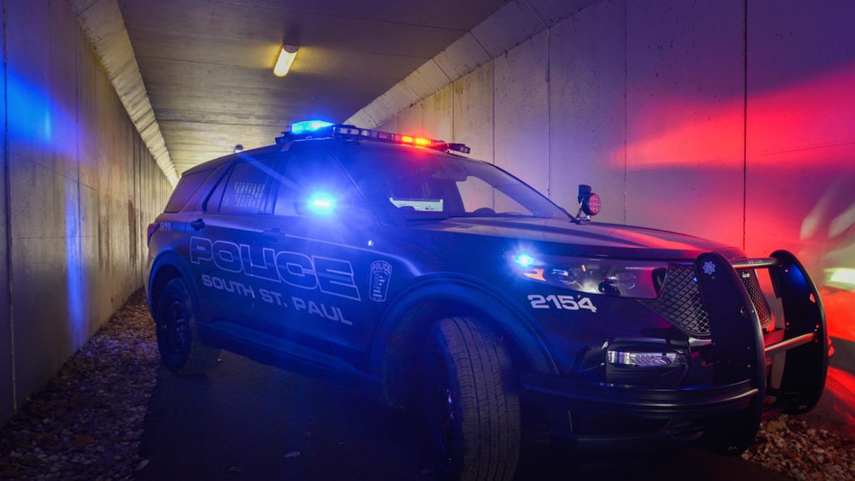 Minnesota police car with lights on