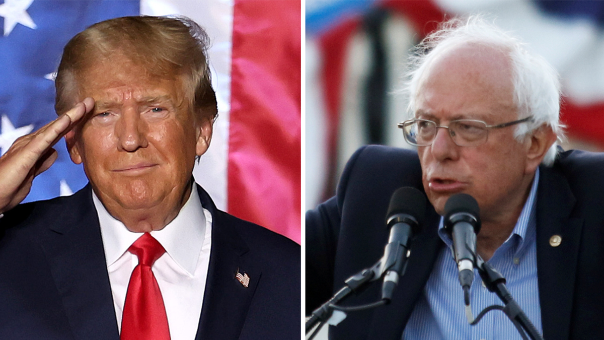 Side by side photo of Trump and Bernie Sanders while at speaking events