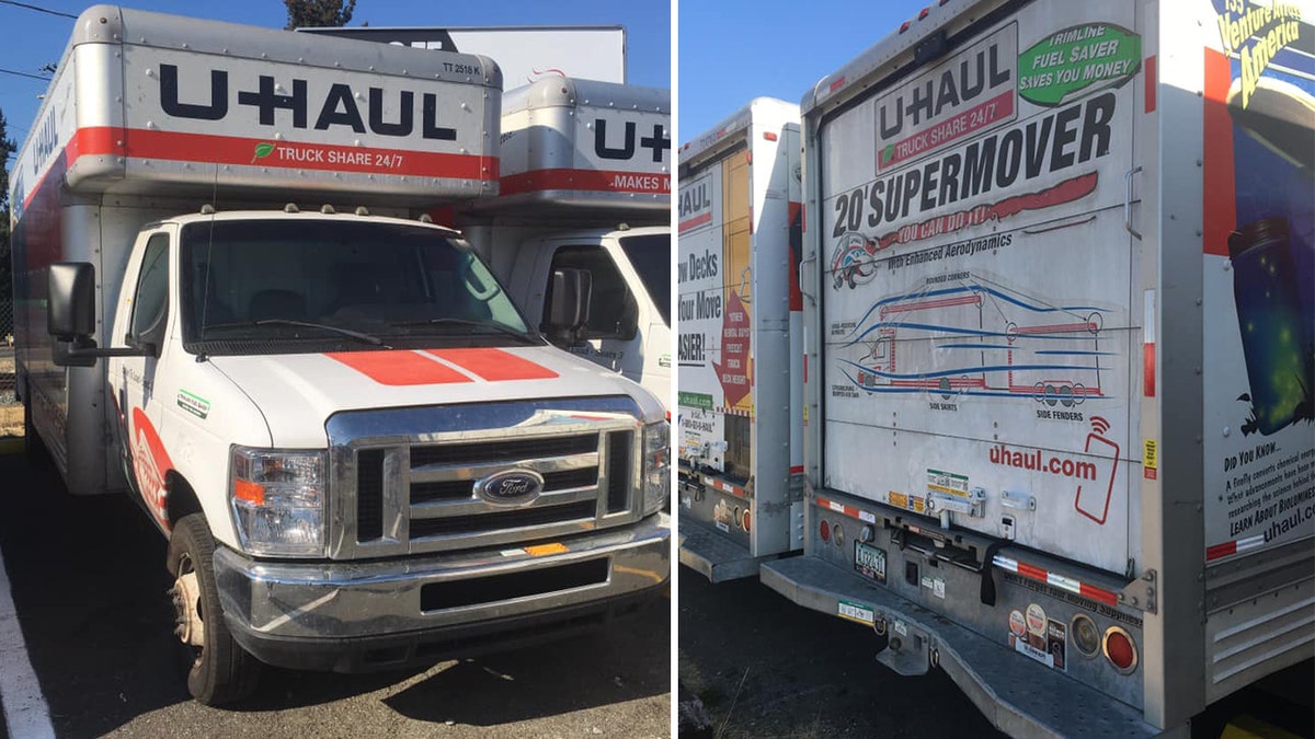 The front and back side of a U-Haul