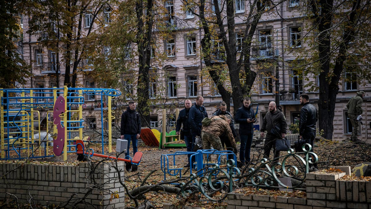 A Russian missile strikes a playground in Kyiv