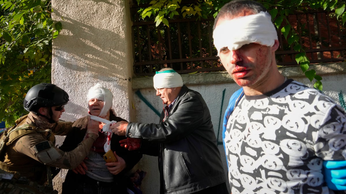 Wounded civilians in Kyiv after russian missile strikes