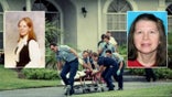 paramedics taking Marlene Warren out of home with inset photos of the victim and her alleged murderer