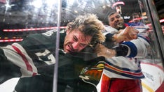 Rangers' Ryan Reaves brawls with Wild's Marcus Foligno, points to his bicep after fight: 'Too strong'