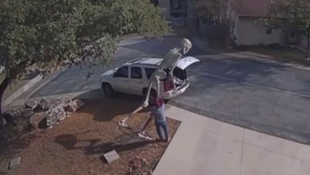 Huge Halloween skeleton snatched from Texas yard in broad daylight caught on camera