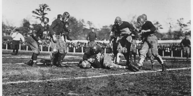 This is one of the few known photos from the most lopsided game in college football history. Georgia Tech beat Cumberland College, 222-0, Oct. 7 1916.