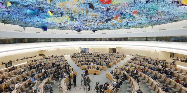 Overview of the Human Rights Council special session on the human rights situation in Ukraine, at the United Nations in Geneva, Switzerland, May 12, 2022. 