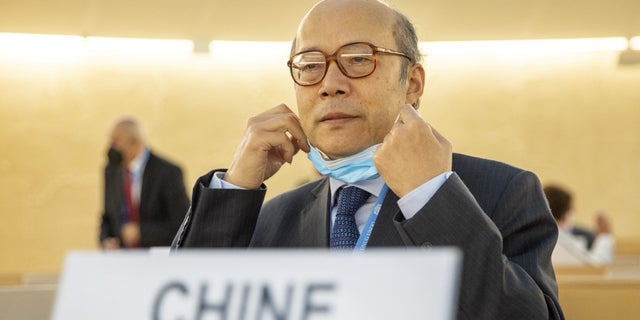 China's ambassador to the United Nations, Chen Xu, attends the Human Rights Council in Geneva, Switzerland, on Sept. 12, 2022.