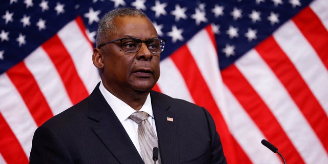 US Secretary of Defense Lloyd Austin attends a press conference at a NATO Defense Ministers meeting in Brussels, Belgium on October 12, 2022. 