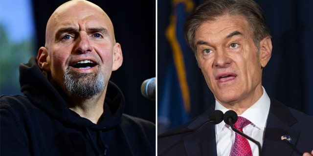 Fetterman, left, and Oz, right, will go head-to-head in the Pennsylvania Senate election on November 8.