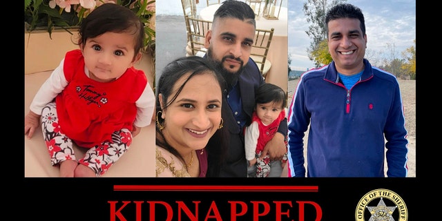 A photo collage showing the four missing victims of a kidnapping in California.