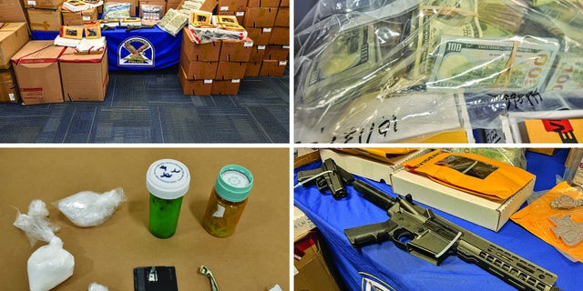 Authorities in Florida seized weapons, cash and drugs during a bust targeting a drug ring that allegedly brought in the illegal goods from California.