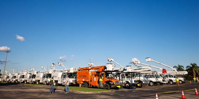 October 1, 2022: Line workers spring into action in Lake Wales, Florida in response to Hurricane Ian.