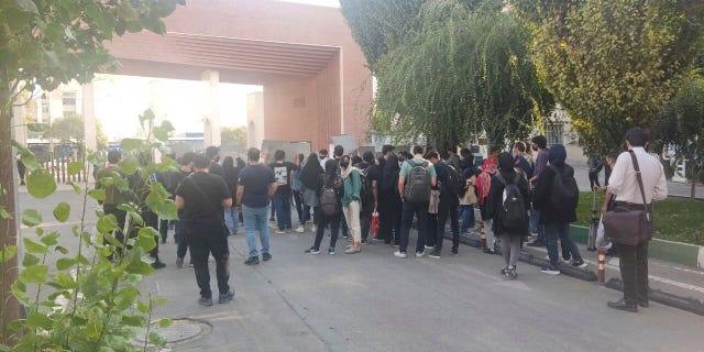 This photo taken by an individual not employed by the Associated Press and obtained by the AP outside Iran shows students from Sharif University of Technology participating in a protest on October 7, 2022, sparked by the death in September of 22-year-old Mahsa Amini while she was under the custody of the country's moral police.