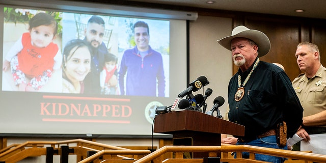 Merced County Sheriff Vern Warnke speaks at a news conference about the kidnapping of 8-month-old Aroohi Dheri, her mother Jasleen Kaur, her father Jasdeep Singh, and her uncle Amandeep Singh, in Merced, California, on Wednesday.