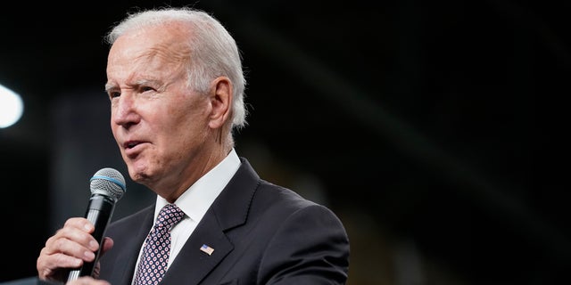 President Biden speaks at an IBM facility in Poughkeepsie, New York, on Thursday Oct. 6, 2022.