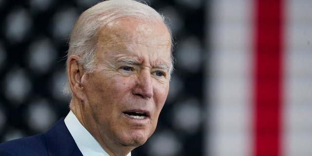 President Joe Biden speaks at the Volvo Group Powertrain Operations in Hagerstown, Md., Friday, Oct. 7, 2022. 