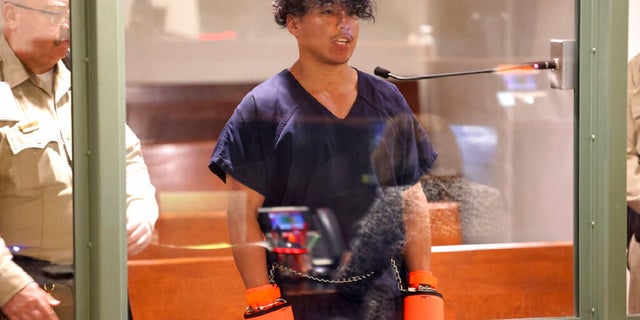 Las Vegas Strip stabbing spree suspect Yoni Barrios makes his initial court appearance at the Regional Justice Center in Las Vegas on Friday. Sources told Fox News that he was in the U.S. illegally and has a criminal record in California.