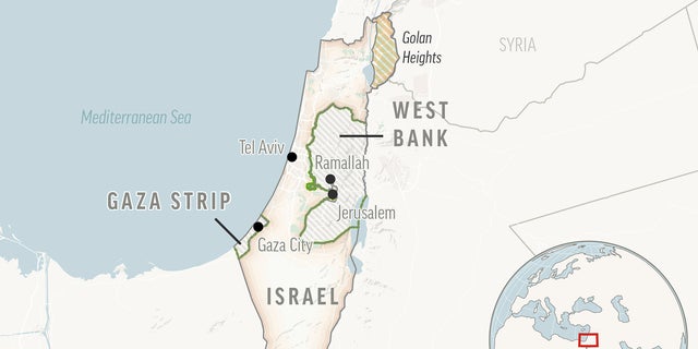 Map of Israel and the Palestinian Territories.