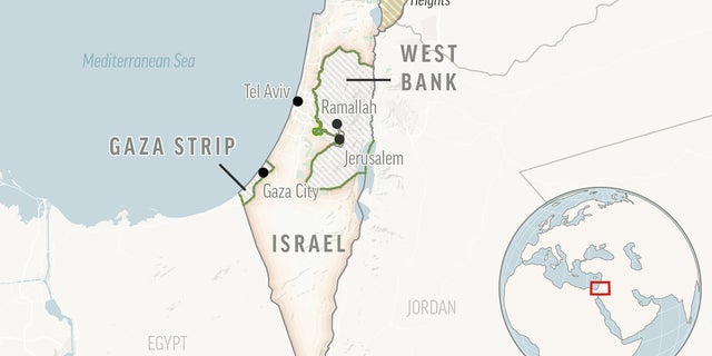 Map of Israel and the Palestinian Territories.