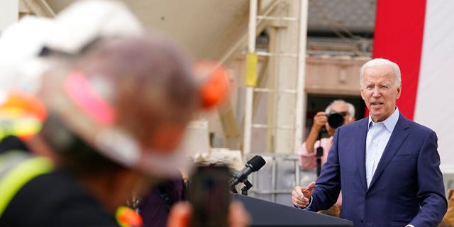 President Joe Biden spoke about infrastructure investments at the LA Metro, D Line (Purple) Extension Transit Project - Section 3, in Los Angeles on Thursday.