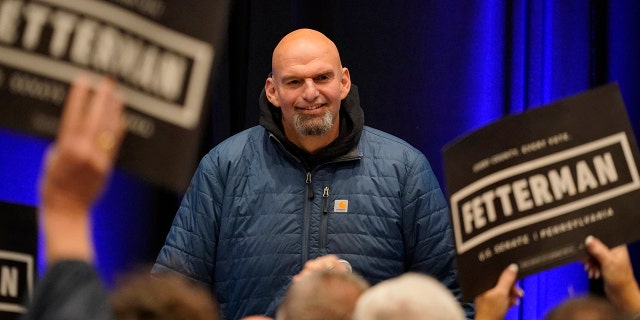 Pennsylvania Lt. Gov. John Fetterman, a Democratic candidate for U.S. Senate, at the Steamfitters Technology Center in Harmony, Pa., Oct. 18, 2022. 