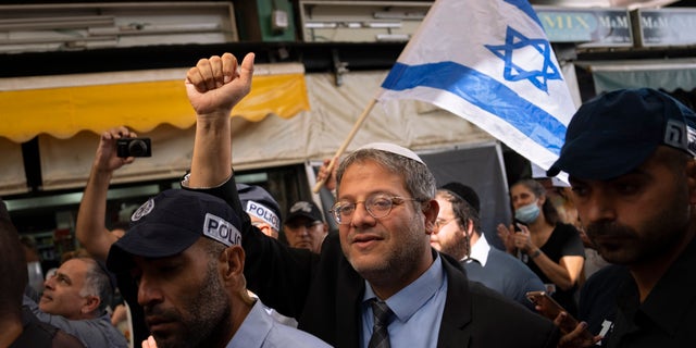 The far-right Israeli lawmaker and the head of the "Jewish Power" The Itamar Ben-Gvir party goes to Hatikva market in Tel Aviv during its election campaign ahead of the November 1 elections, when Israel heads for its fifth election in less than four years.